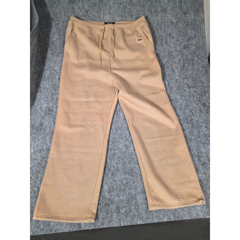 LRG Sweatpants Mens 4XL Tan Fleece Open Bottom Straight Leg Lounge Pants Y2K